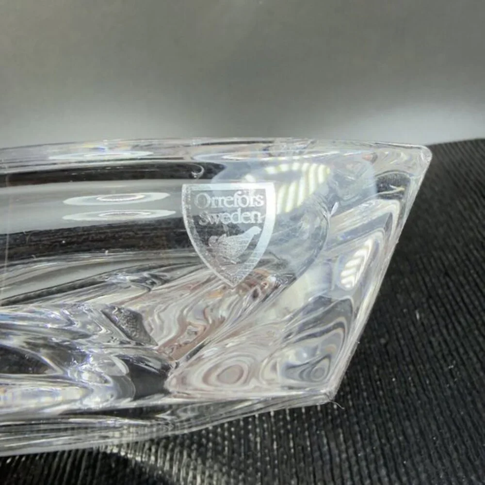 Orrefors Crystal Glass Candleholder Wave Horizon Marquis Paisley‎ Sweden Single